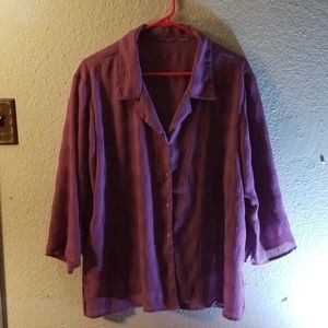 Apparenza 1X sheer purple blouse